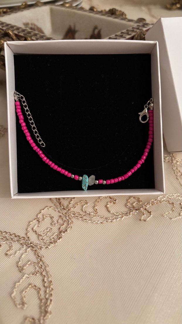 Kırmızı Boncuklu Bohem halhal - Görsel 2