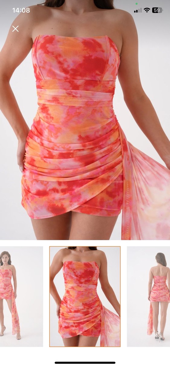 Pembe Drapeli Mini Abiye Elbise - Görsel 2