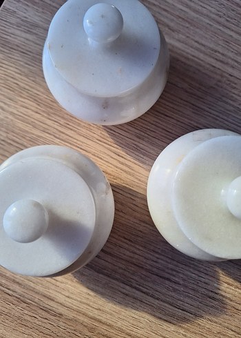 Beyaz Kapaklı Onyx Mermer Baharatlık Seti - Görsel 2