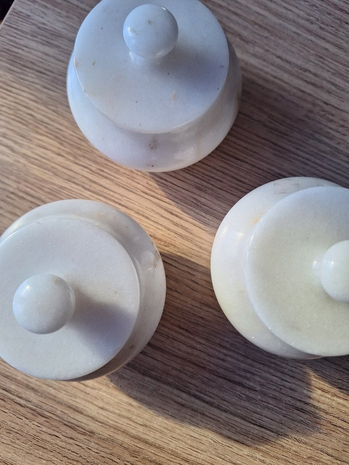 Beyaz Kapaklı Onyx Mermer Baharatlık Seti - Görsel 2