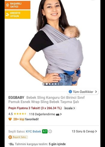 Beden Gri Bebek Kanguru Sling