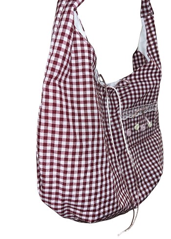 düğmeli pötikareli çanta - Görsel 4