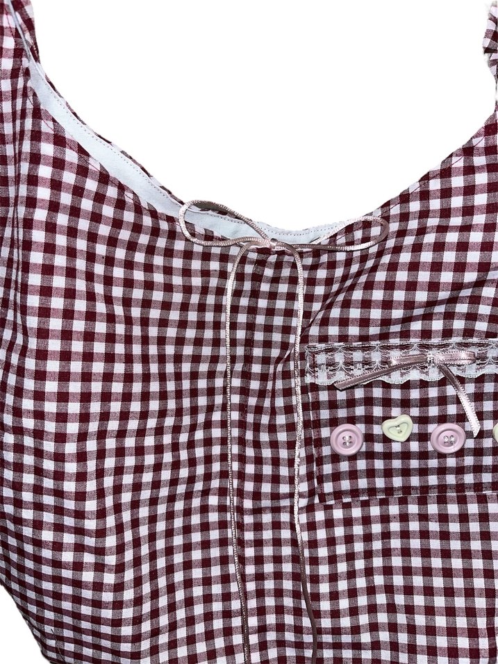 düğmeli pötikareli çanta - Görsel 3