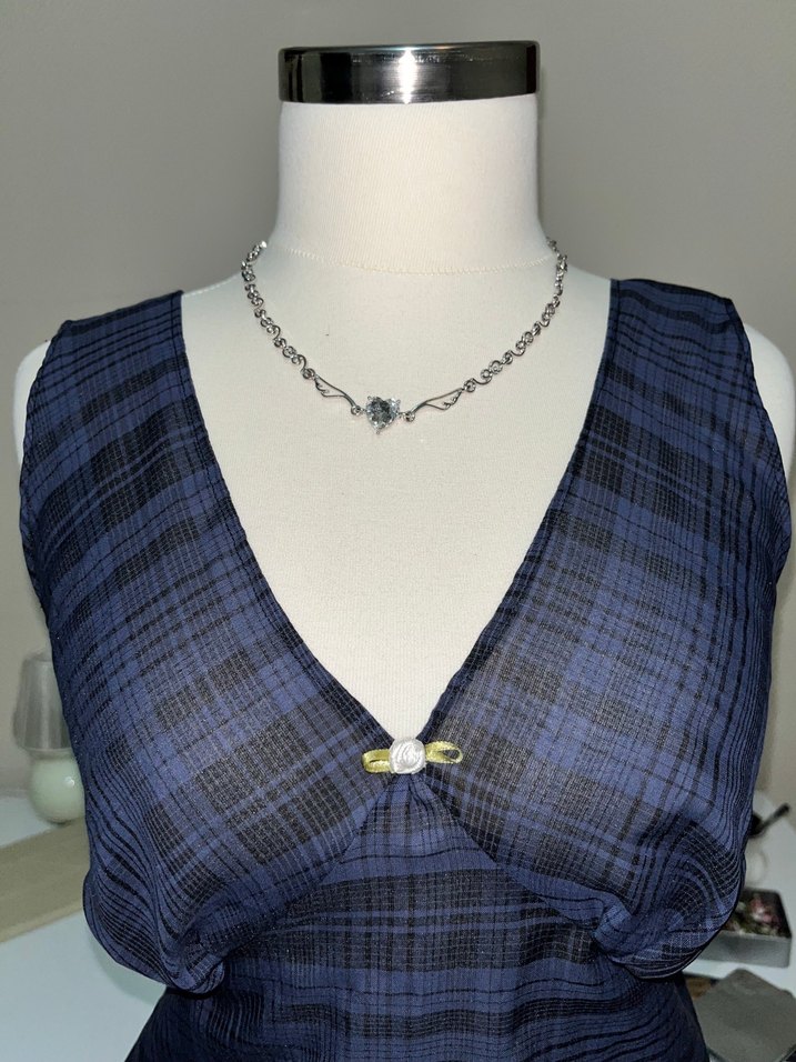 kareli v yaka bluz - Görsel 2