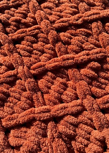 Kiremit Rengi Örgü Çocuk Battaniyesi - Görsel 3