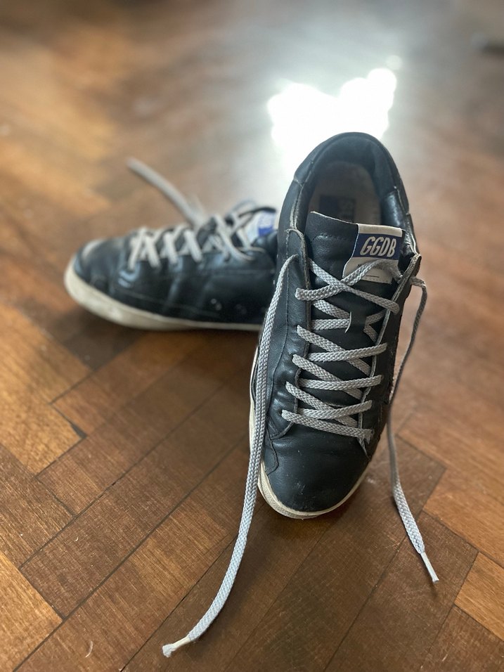Orjinal Golden Goose siyah deri yıldızı yaldızlı - Görsel 2