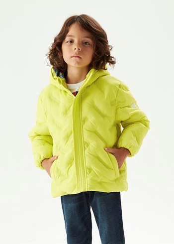 B&G store 8 yaş Erkek Çocuk Sarı Kapüşonlu Fermuarlı Mont - Görsel 4