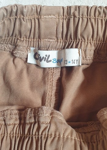 Civil Bej Keten Bol Kesim Kemerli Pantolon