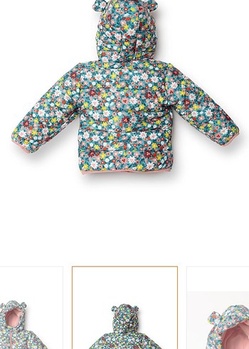 Kız Çocuk Kapüşonlu Renkli Fermuarlı Mont - Görsel 2