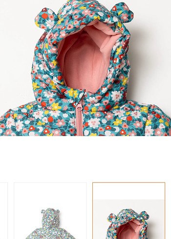 Kız Çocuk Kapüşonlu Renkli Fermuarlı Mont - Görsel 3