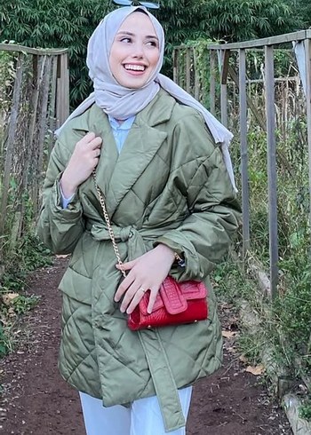 Kemerli Haki Kadın Ceket - Görsel 2