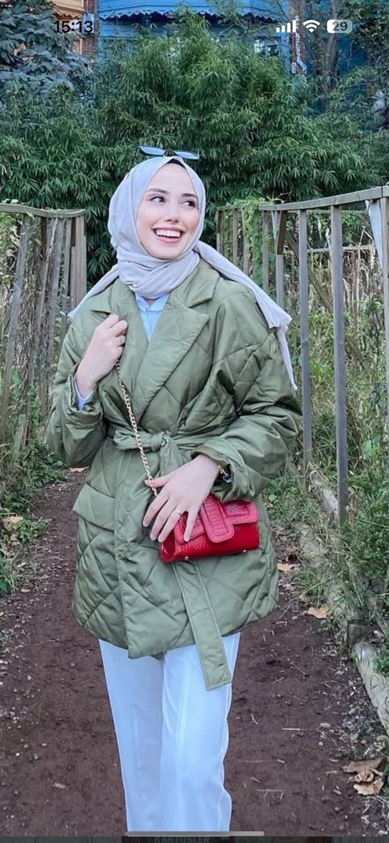 Kemerli Haki Kadın Ceket - Görsel 2