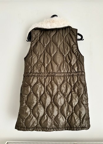 Kürklü Haki Kadın Yelek - Görsel 6