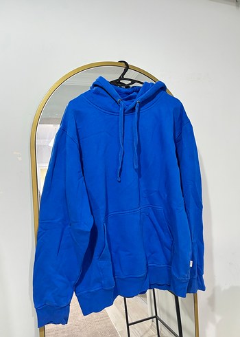 Kadın Mavi Kapüşonlu Salaş Sweatshirt - Görsel 2