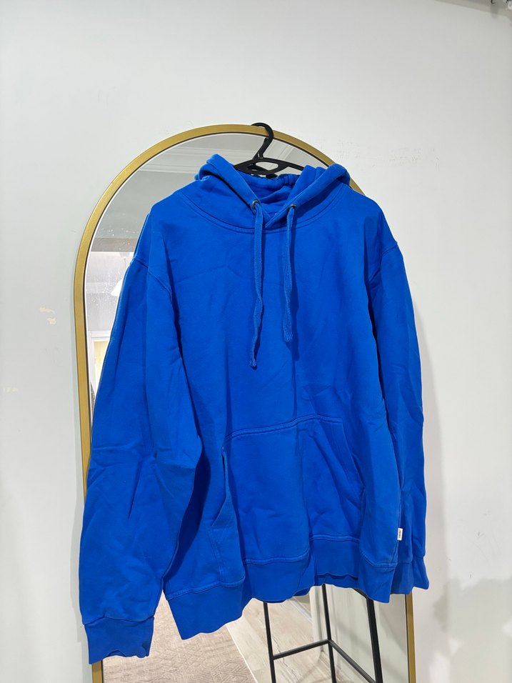 Kadın Mavi Kapüşonlu Salaş Sweatshirt - Görsel 2