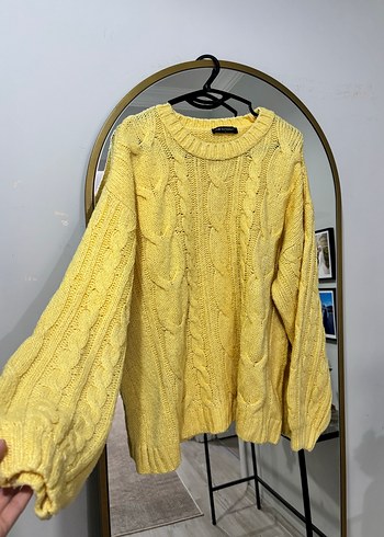 Sarı Örgü Kadın Triko Kazak - Görsel 2