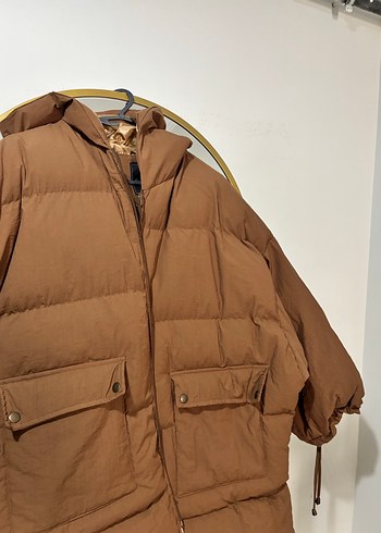 Kahverengi Kapüşonlu Kadın Şişme Mont - Görsel 3