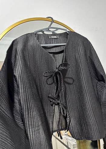 Kürk Detaylı Siyah Mini Kadın Ceket - Görsel 4