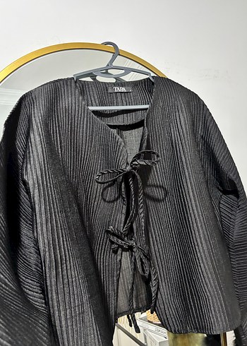 Kürk Detaylı Siyah Mini Kadın Ceket - Görsel 3