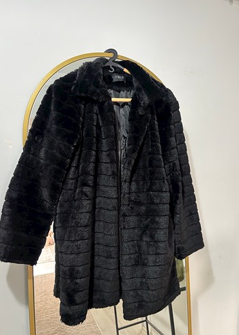 Siyah Midi Kadın Suni Kürk Ceket - Görsel 4