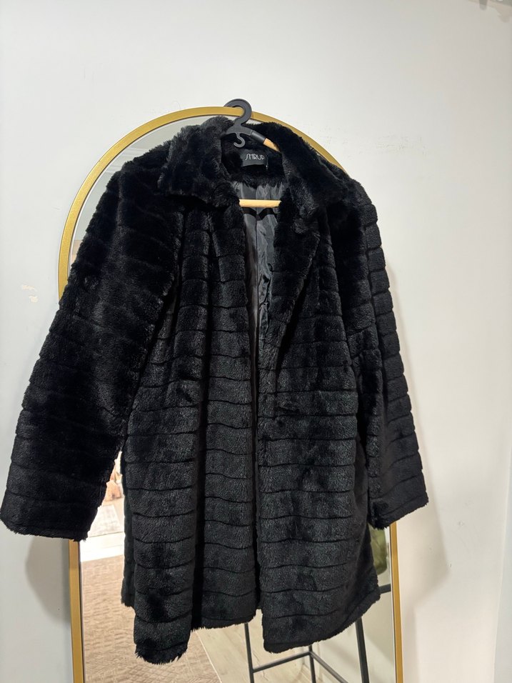 Siyah Midi Kadın Suni Kürk Ceket - Görsel 4