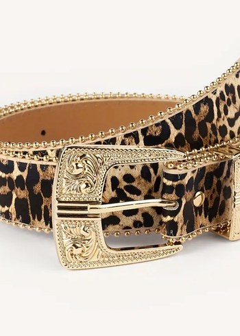 Leopar Desenli Suni Deri Kemer