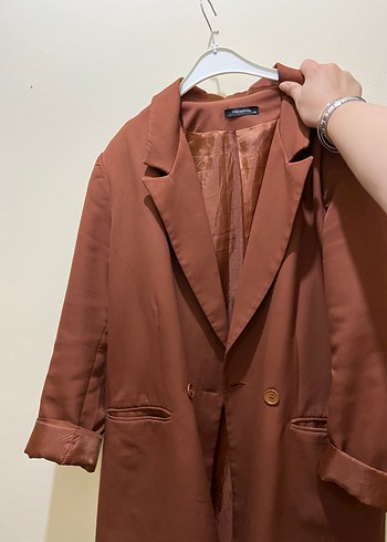 Düğmeli Kahverengi Kadın Blazer Ceket