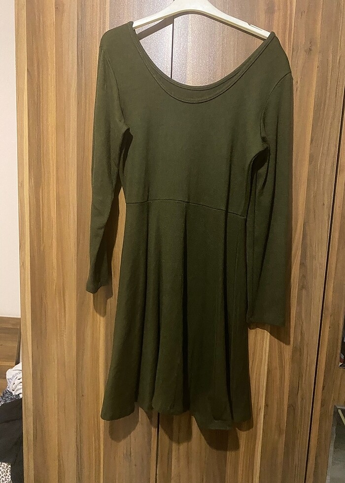 Triko yeşil çan elbise - Görsel 2