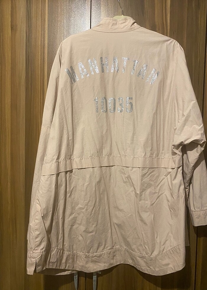 Stradivarius trenckot l beden pudra rengi - Görsel 2