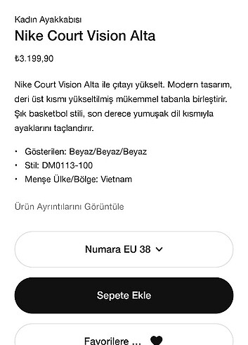 38 Beden Nike Spor Ayakkabı