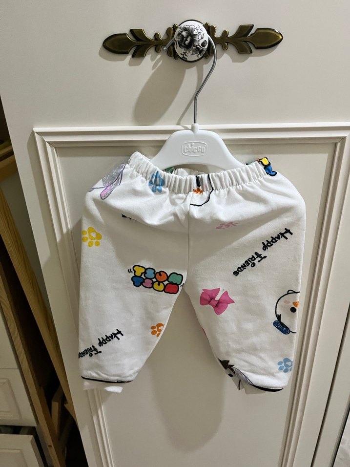 Beyaz Desenli Bebek Ceket ve Pantolon Takımı - Görsel 3