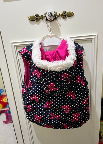 Kız Çocuk Renkli Baskılı Fermuarlı Yelek - Görsel 2