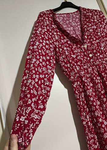 Bordo Bohem Uzun Kollu Uzun Elbise - Görsel 2