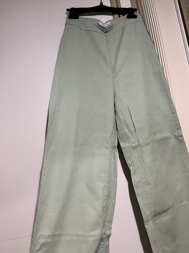 Haki Midi Kadın Kumaş Pantolon - Görsel 2