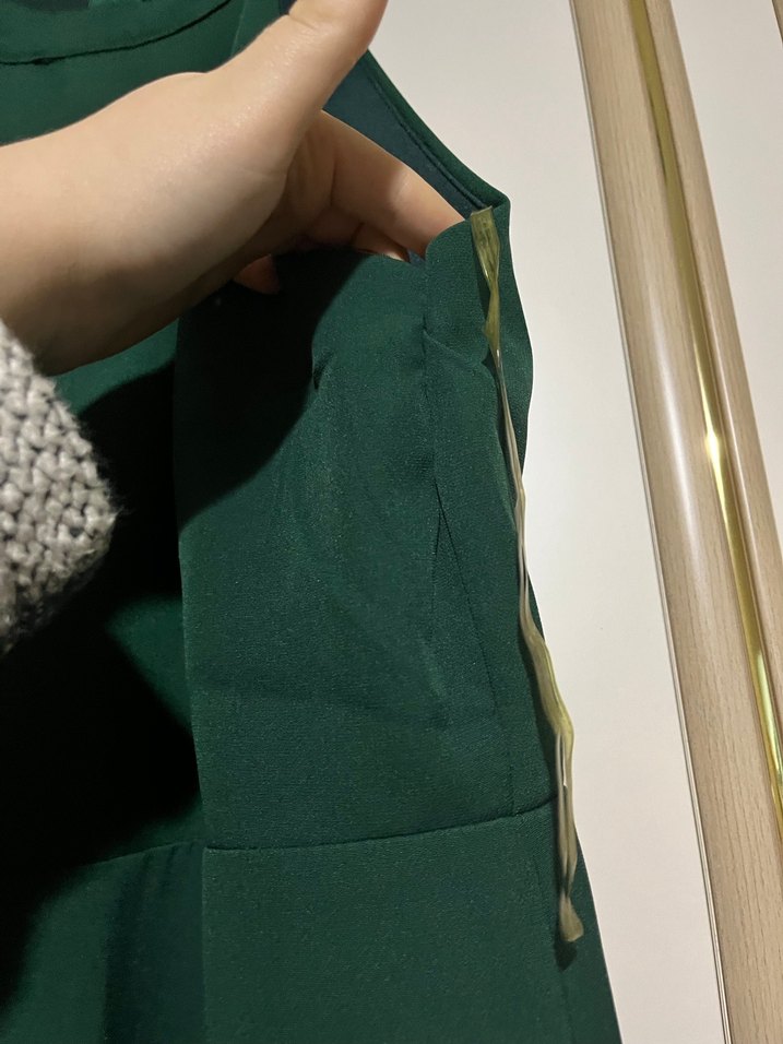 Yeşil Drapeli Uzun Kadın Elbise - Görsel 4