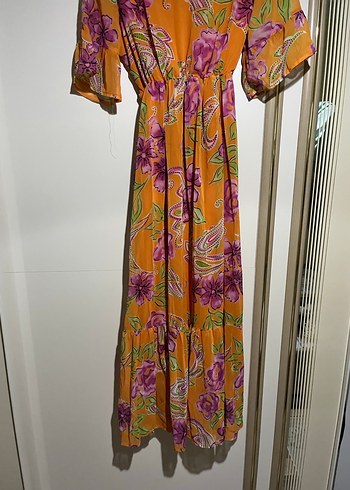 Çiçek Desenli Uzun Bohem Elbise - Görsel 2