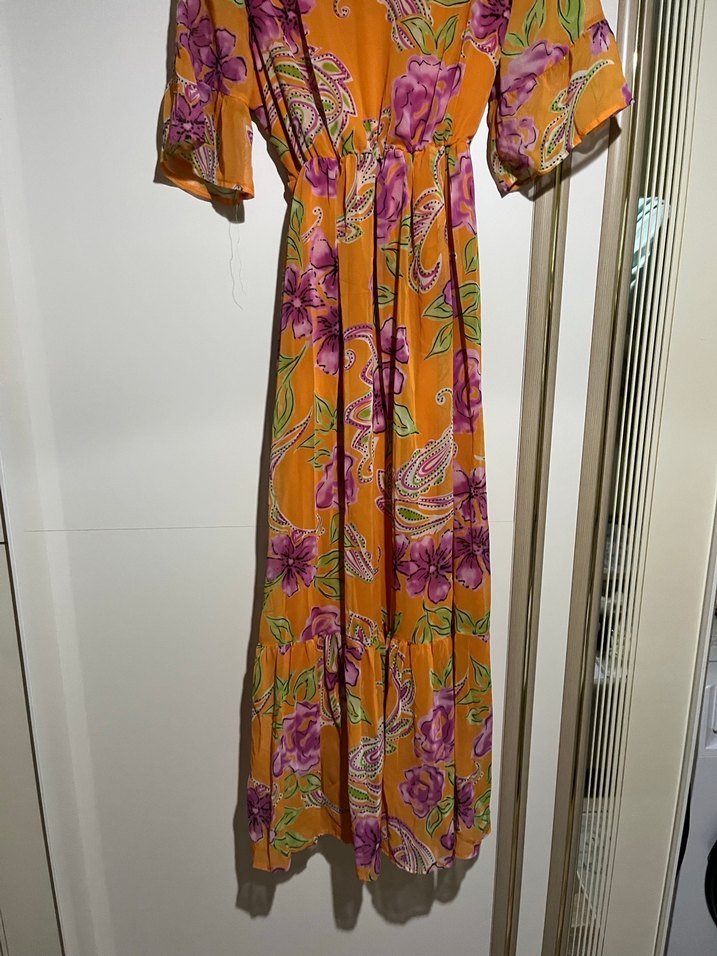 Çiçek Desenli Uzun Bohem Elbise - Görsel 2