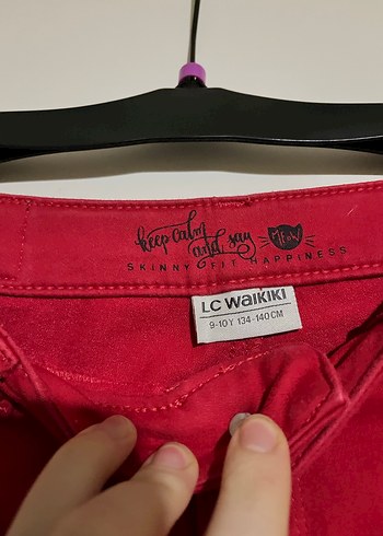 Kırmızı çocuk Midi Kumaş Pantolon - Görsel 2