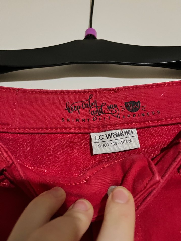 Kırmızı çocuk Midi Kumaş Pantolon - Görsel 2