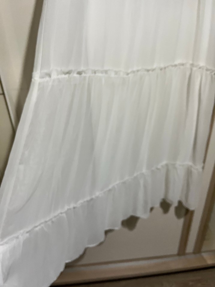 Beyaz Uzun Bohem Keten Elbise - Görsel 3