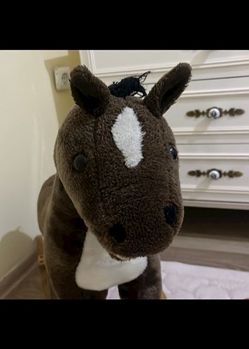 Kahverengi ve Gri Sallanan At Peluş Oyuncak - Görsel 4