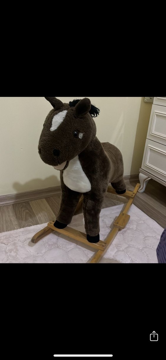 Kahverengi ve Gri Sallanan At Peluş Oyuncak - Görsel 2