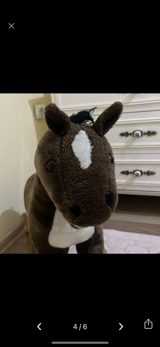 Kahverengi ve Gri Sallanan At Peluş Oyuncak - Görsel 4