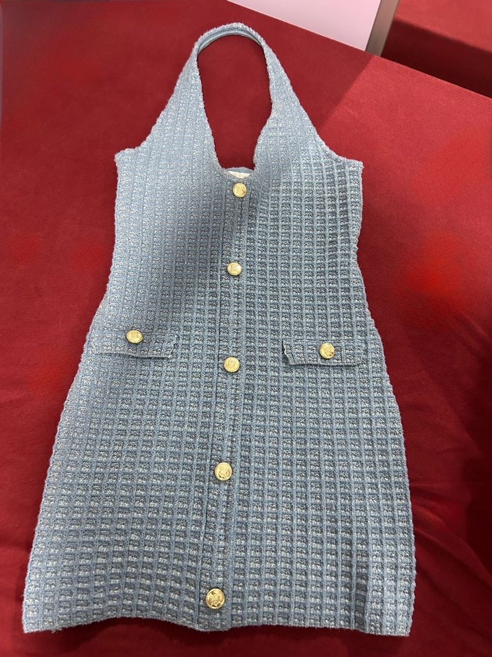 Zara mavi tüvit elbise - Görsel 2