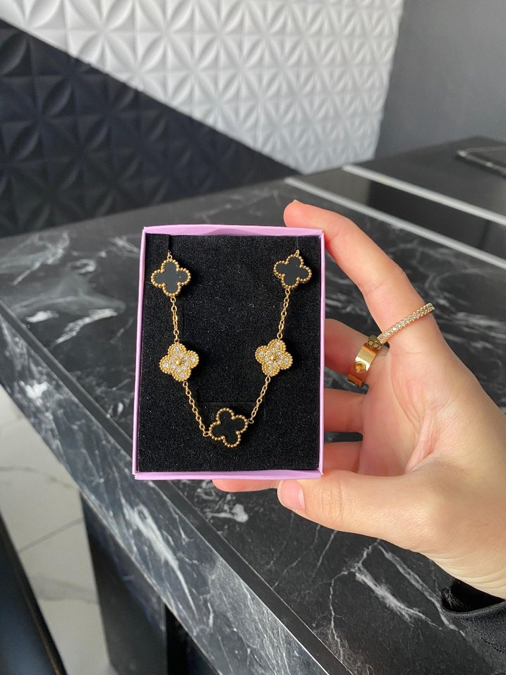 Taşlı yonca bileklik - Görsel 3