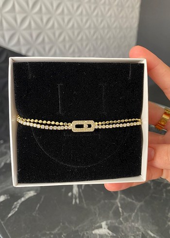 Zincir Detaylı Altın Renk Kadın Bileklik - Görsel 2