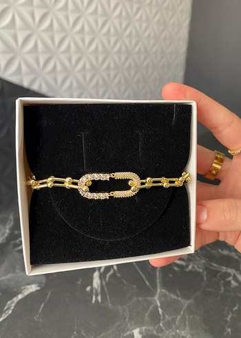 Zincir Detaylı Parlak Altın Kadın Bileklik - Görsel 2