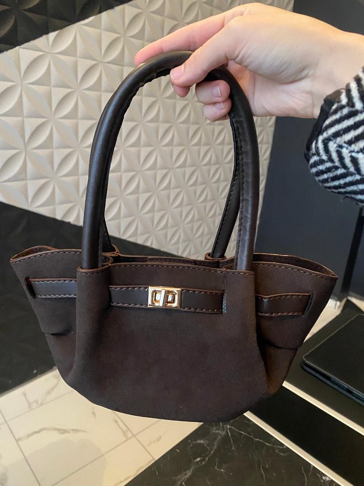 Kahverengi Süet Kemer Detaylı Kadın Çanta - Görsel 2