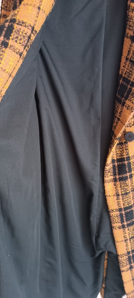 Kahverengi Kareli Kadın Uzun Kaban - Görsel 3