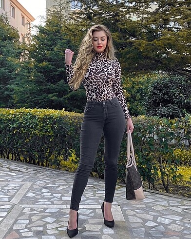 m Beden Leopar desen bodysuit